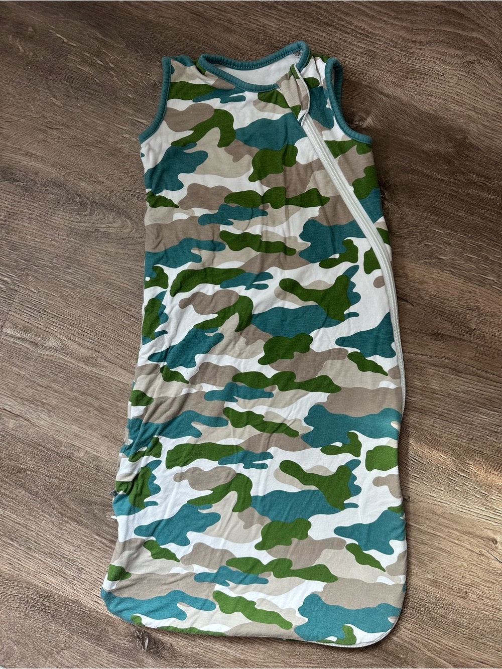 Kyte BABY Camouflage Print Sleeveless Sleep Sack in Blue, Green, Tan, White